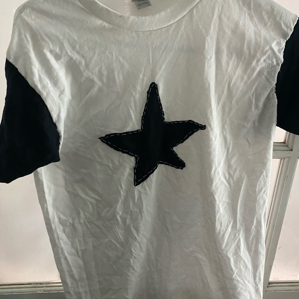 T shirt with star sewed on, thrifted (S)